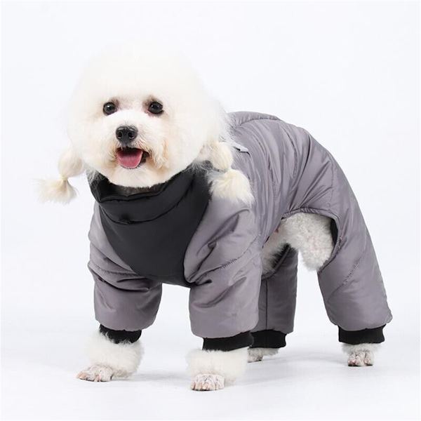 Kæledyrshundejakke Vinterforet Frakke Hvalpe Hunde Varmt Vandtæt Beklædning Tøj Grey XL
