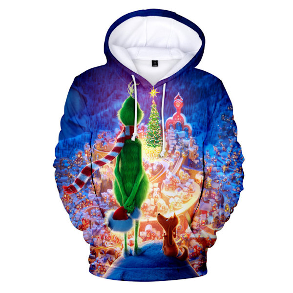 Herrar Grinch Huvtröja 3D Tryckt Jumper Sweatshirt Jul Jul Huvtröjor C 2XL