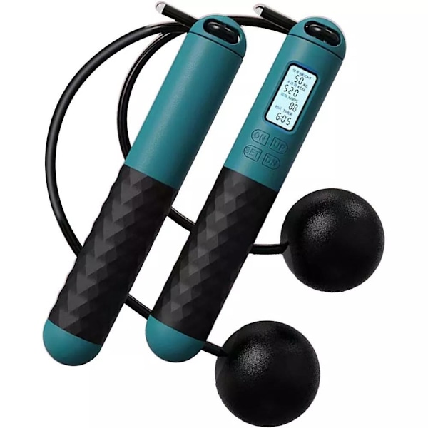 Hopprep med räknare, trådlöst hopprep smart hopprep för Crossfit, replöst hopprep gravitationsboll hopprep för viktminskning Dark Green