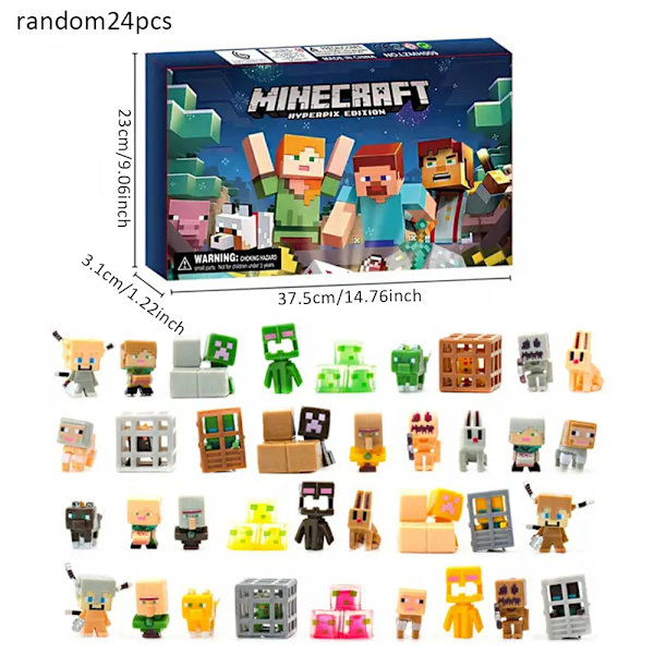 Minecraft Julefigur 24 Dages Nedtællings Julekalender 2024 Overraskelsesgave D