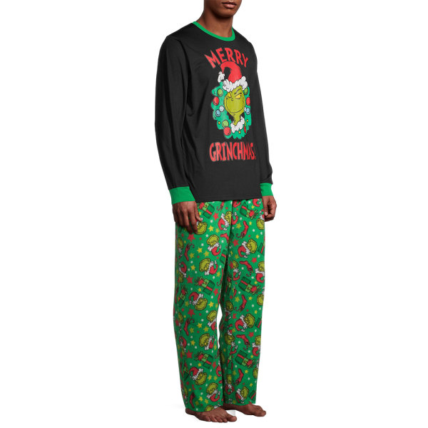 Matchande familj julpyjamas Grinch kostym sovkläder set Dad 3XL