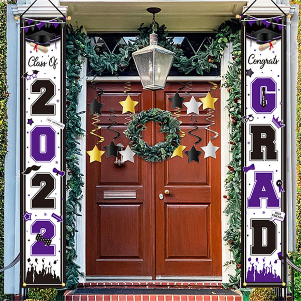 Dörrbanner 2022 College Student Examen Party Dekorationer Purple