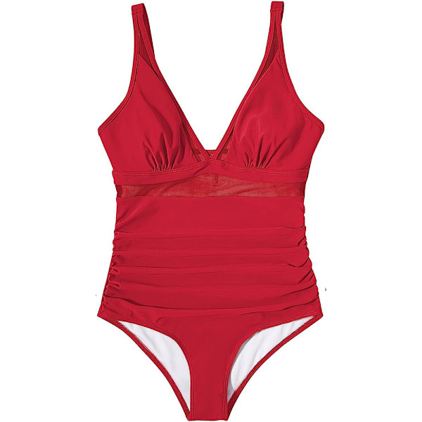 Kvinnors Vadderad Monokini Magkontroll Baddräkt Bikini Baddräkt Sommar Red M