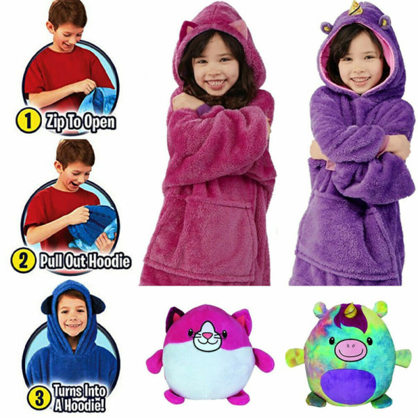Bärbar filthuvtröja, oversized supermjuk och varm för barn purple