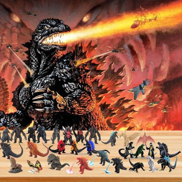 Julekalender, Xmas 24 Dages Nedtællingskalendere, 24 stk. Søde Godzilla Figurer Legetøj Blind Box Børnegaver