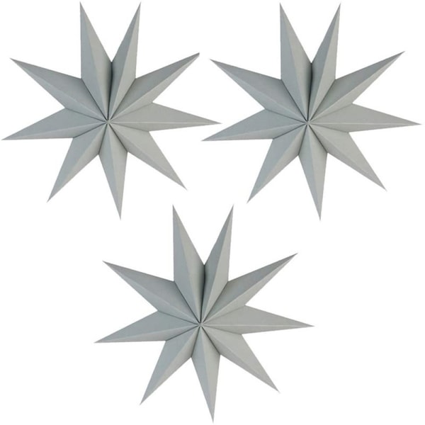 30 cm Pappersstjärna hängande dekoration Bröllopsfödelsedagsfest Xmas Grå 9 Spetsiga Papper Stjär