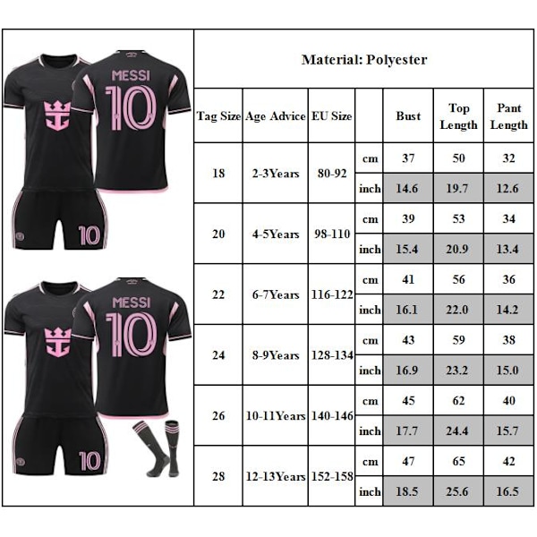 2024-2025 Miami Bortatröja Fotboll Activewear #10 MESSI Barn Fotbollströja Kit 22