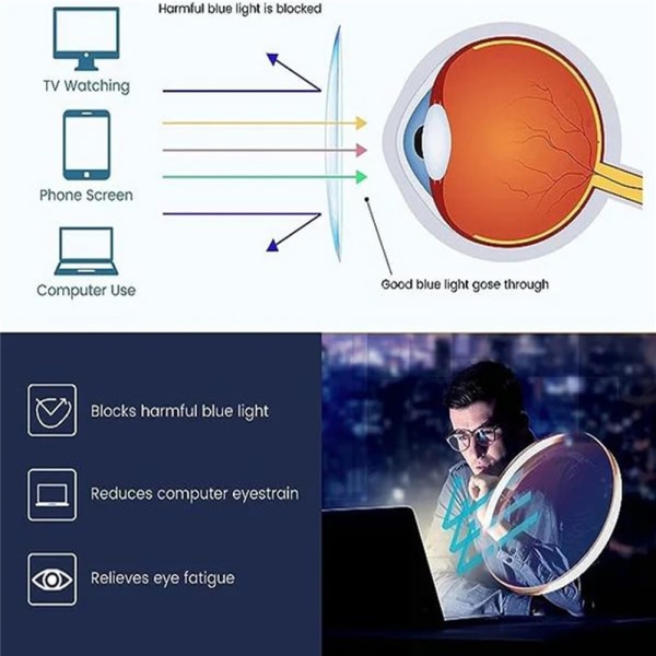 Läsglasögon för män och kvinnor, bärbara, anti-blått ljus, klar syn, närsynthet Bright black 200