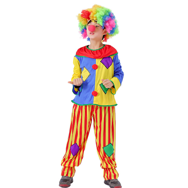 Clownkostym för barn - Joker Karneval Partyföreställning Outfit Roliga Cirkus Kläder M