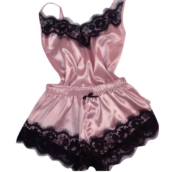 Sexig Lingerie Set för Kvinnor - Cami Toppar i Spets för Nattkläder Pale Pinkish Gray M
