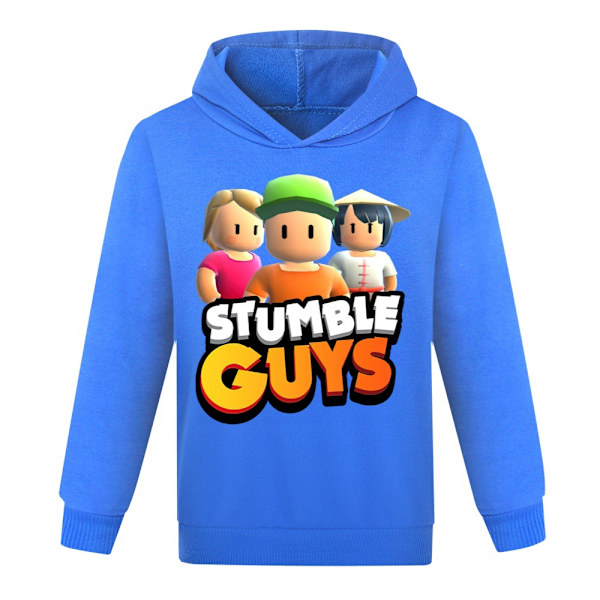 Barn Pojkar 3D Stumble Guys Hoodie Tröja Långärmad Jacka dark blue 130cm