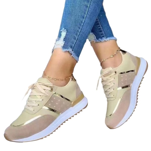 Kvinnors Slip On Flat Shoes Outdoor Sneaker Mode Sportskor gold 42