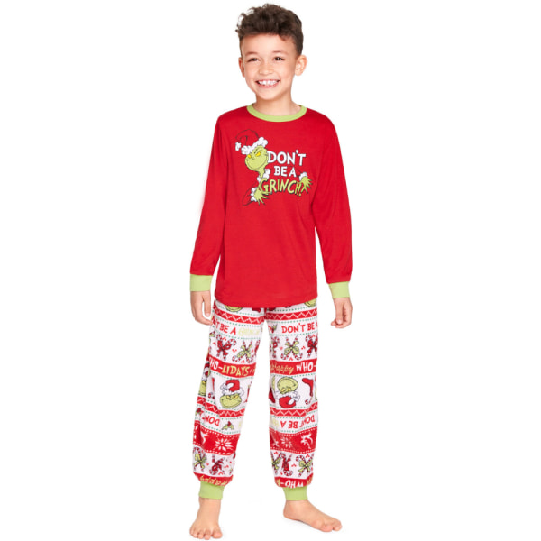 Julpyjamas för Pappa, Mamma och Barn - Grinch 2-Delar Pyjamas Sovkläder Kid 10-11T