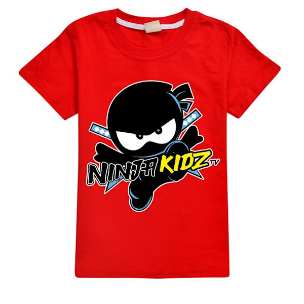 Ninja Kidz Flickor Pojkar Tecknad Tryckt T-shirt Sommar Kortärmad Tröja Bomull Rundhalsad Topp Red 120cm