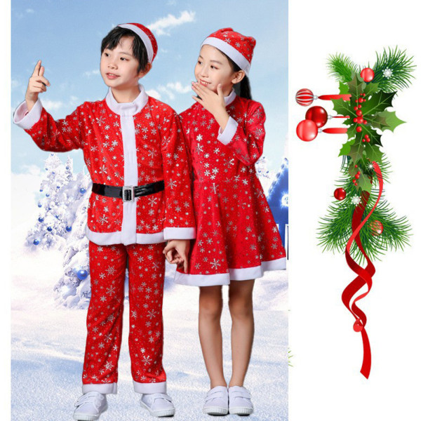 Kids Holiday Santa Claus kostym Julfest Dress-up outfit Girls 150CM