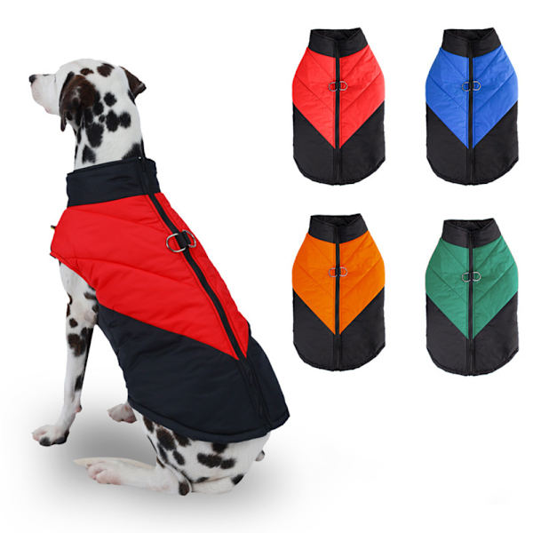 Vattentäta Jackor Varma Dragkedjor Kalla Väder Kappor för Hund Katter black red 4XL