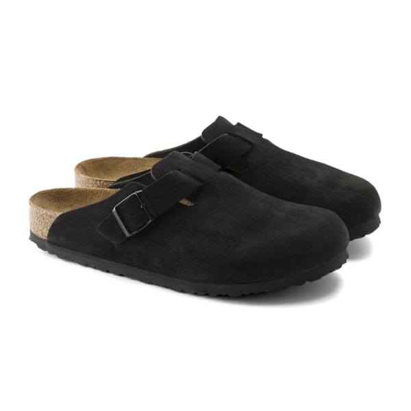 Birkenstock Boston Suede Mjuka Fotbäddsskor Unisex Halkskydd Casual Skor Black 38