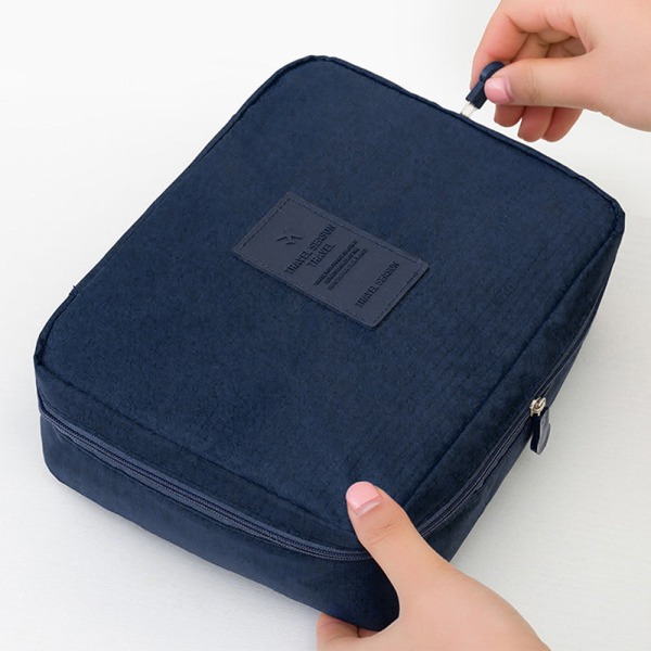 Stor resesminkväska Kosmetisk väska Toalettväska för kvinnor Blå 21x8x16cm
