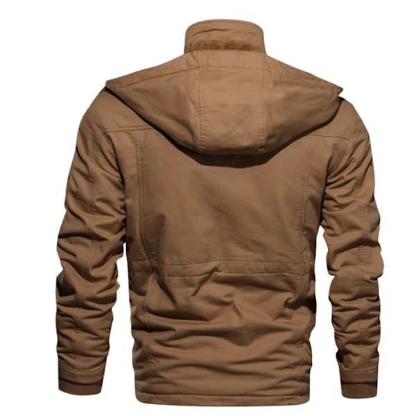 Herre Zip-Up Hettegenser Casual Hettegenser Fleecejakke Mote Løs Fjellklatring Topp Khaki 4XL