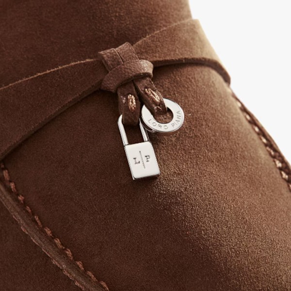 LORO PIANA Summer Charms Walk Mockasiner i mocka Red Brown 41