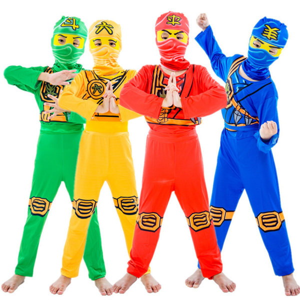 Anime Ninja Cosplay Kostym Jumpsuit Mask Rollspel Barn Pojkar Flickor 4-8 År Green 110cm