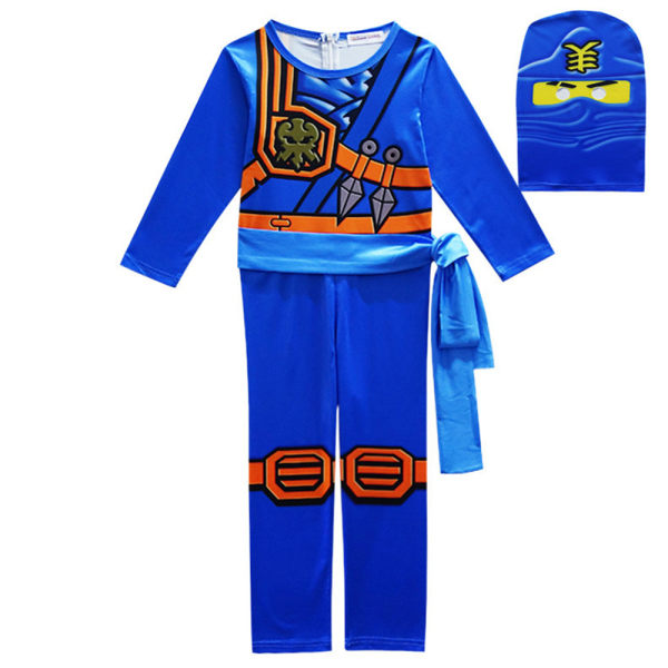 Anime Ninja Cosplay Kostym Jumpsuit Mask Rollspel Barn Pojkar Flickor 4-8 År Blue 140cm