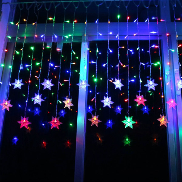 LED-fjärilsgardinljus med fjärrstyrt Fairy Light Xmas Light multicolor snowflakes