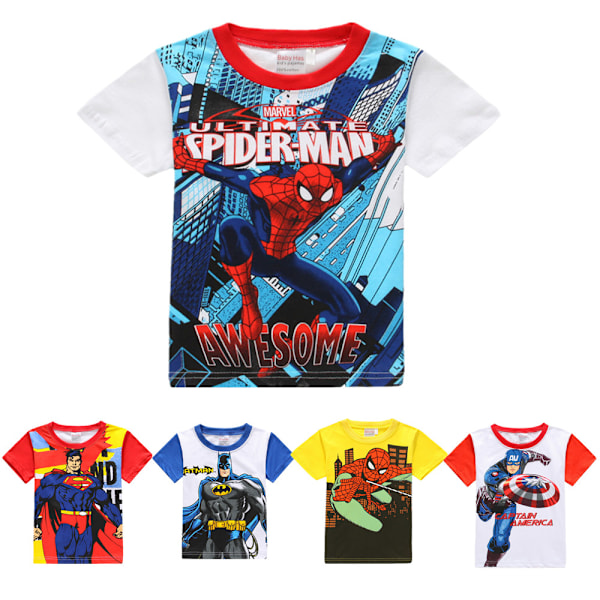Superman Batman Flickor Pojkar Tecknad Tryckt T-shirt Sommar Kortärmad Tröja Bomull Rundhalsad Topp #4 110cm