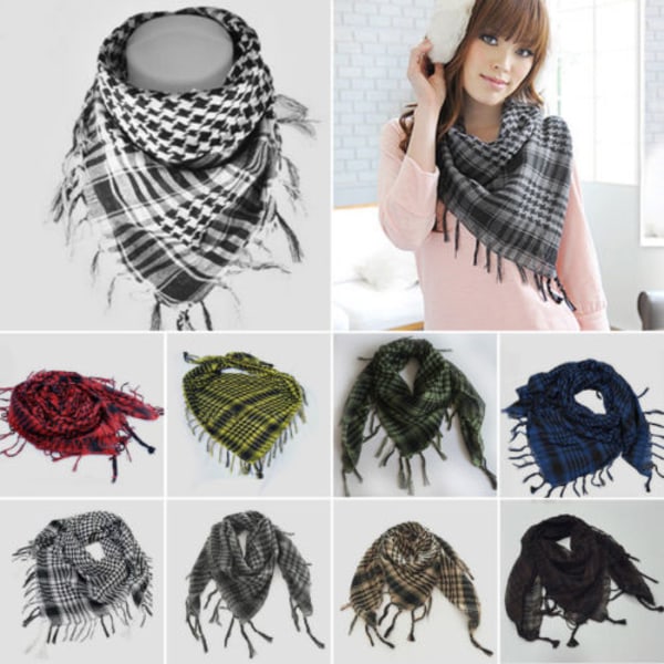 Kvinnor Houndstooth Scarf Sjal Wrap Scarves Khaki