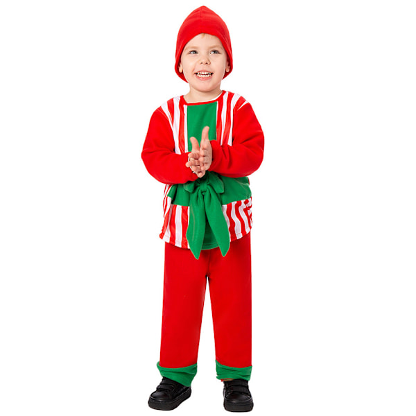 Julgåva Box Kostym Toddler Båge Randig Toppar Hatt Byxor Dräkt Halloween Cosplay Kostym för Pojkar Flickor Julgåva M