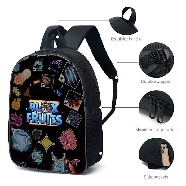 Kids Blox fruits Ryggsäck Pojkar Flickor Resväska Studenter Skolväska Ryggsäck Unisex D 30*15*40cm