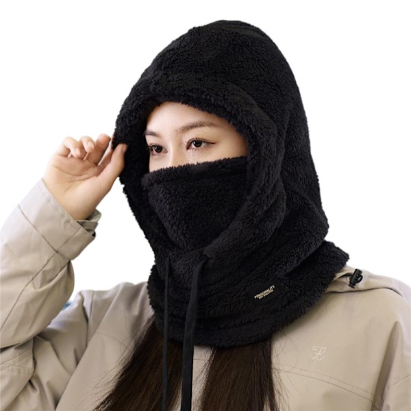 Sherpa Huva Skidmask, Sherpa Huva Hög Polar Sammet Skidmask, Vinter Balaclava Halsduk Mask för Kallt Vindskydd Black