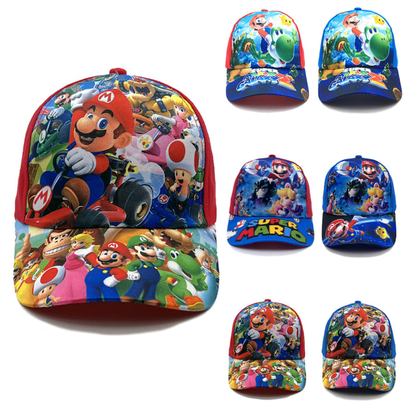 Pojkar Super Mario Baseballkeps Trucker Caps Andningsbar Utomhushatt Sommar Sport A Red