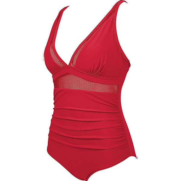 Kvinnors Vadderad Monokini Magkontroll Baddräkt Bikini Baddräkt Sommar Red M