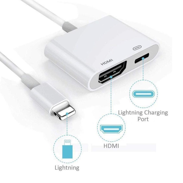 Lightning till HDMI Adapter Converter 1080P till AV Audio Connector