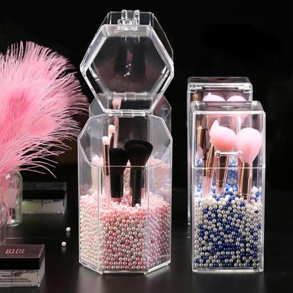 Sminkborsthållare Dammsäker Förvaringslåda Sminkorganisatör makeup brush box