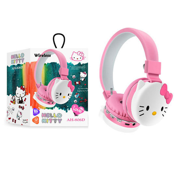 Söpöt Katie Cat lasten langattomat Bluetooth-kuulokkeet, lasten kuulokkeet, musiikkipeli-kuulokemikrofoni, lasten lahjat, kuulokkeet Pink