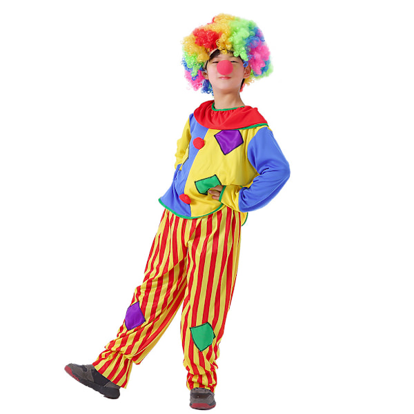 Clownkostym för barn - Joker Karneval Partyföreställning Outfit Roliga Cirkus Kläder M