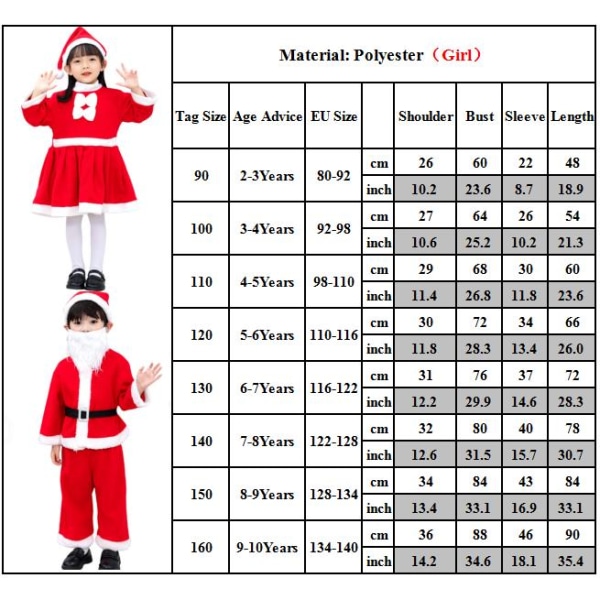 Tomtekostym Jultomtekostym för barntomtekostym girls 100cm
