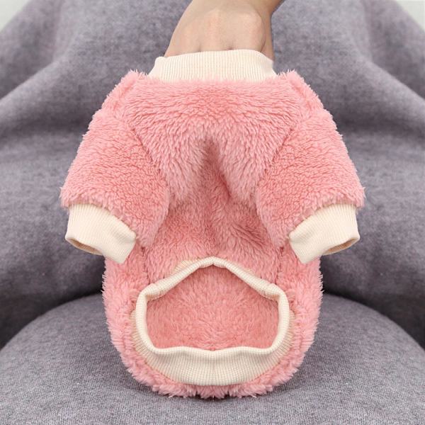 Kæledyrs fleece tøj til hvalp varm jumper sweater frakke Pink M