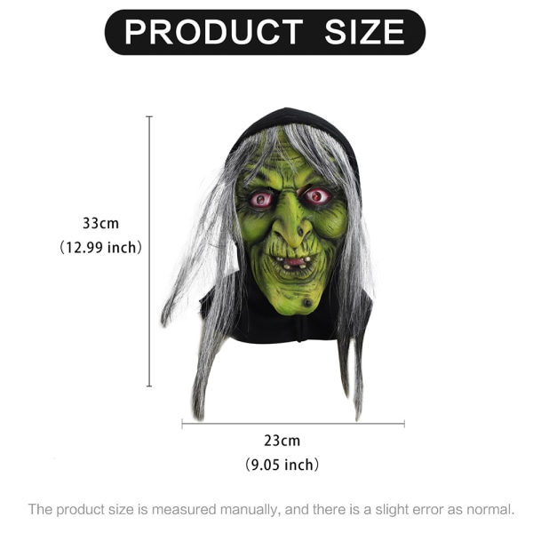 Häxmask med lysande ögon Halloween Skräckmask