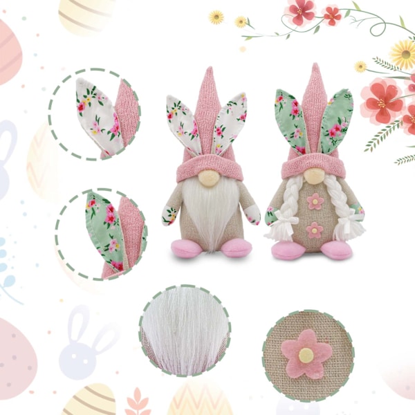 Påske Gnome Plys, Forår Påskehare Håndlavet Elver Fyldt Dukke Kanin Ansigtsløs Gnome Dekorationer til Påske Favor Gaver Hjemmebord Ornament Girl