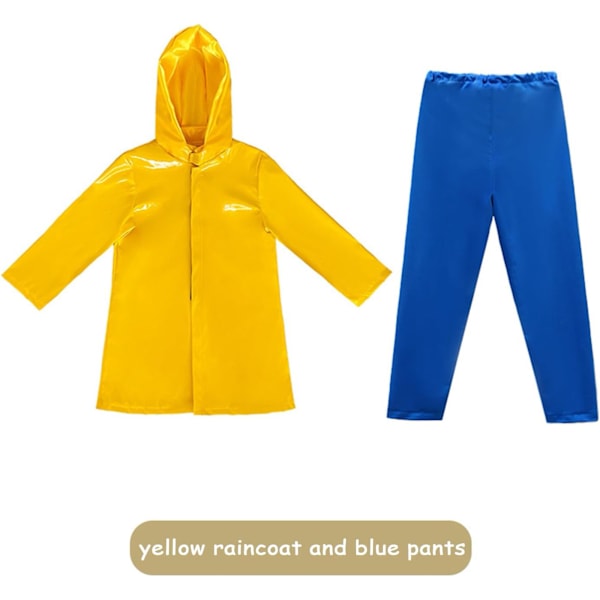 Coraline Kostym Barn Gul Regnrock och Blå Byxor Kostym Set Halloween Outfits Cosplay Födelsedagspresent M