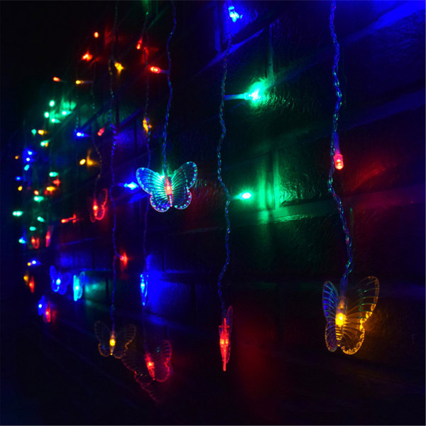 LED-fjärilsgardinljus med fjärrstyrt Fairy Light Xmas Light multicolor butterfly