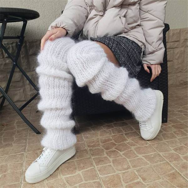 Naisten Lolita-sukat, suloiset tyttöjen pörrösukat, säärystimet White 100cm