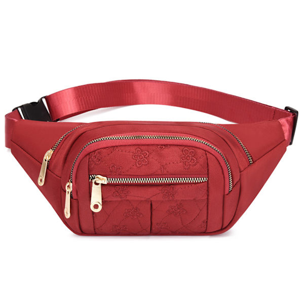 Män Kvinnor Dragkedja Tryckt Bröstväska Bum Bag Midjeväska red