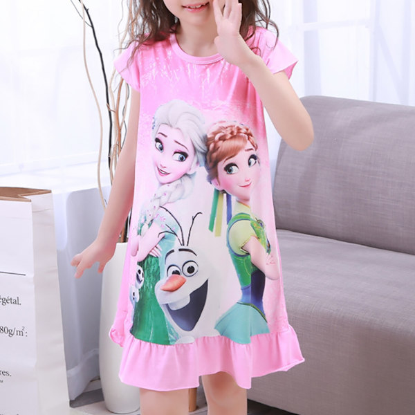 Flickor Nattlinne Nattklänning Prinsessa Kortärmad Pyjamas Nattkläder Nattlinne Hemkläder för Barn Storlekar 2-12 År #2 12