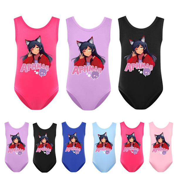 Aphmau Barn Flickor Tecknad Baddräkt Hel Baddräkt Simning för Sommar Strand Semester Pool Surfing Pink 140cm