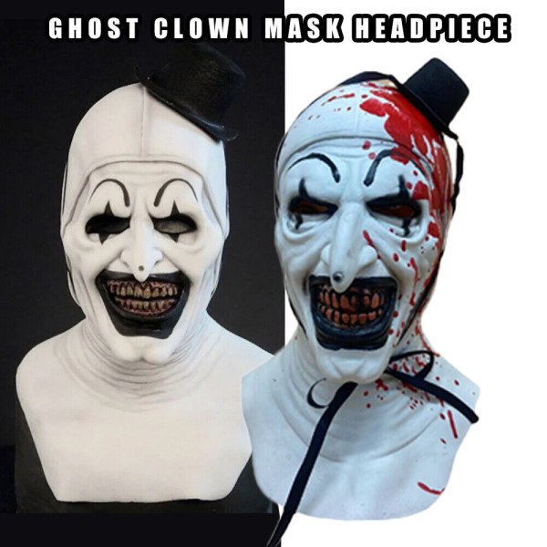 Terrifier Clown Latex Mask Cosplay Festdräkt Halloween Prop B
