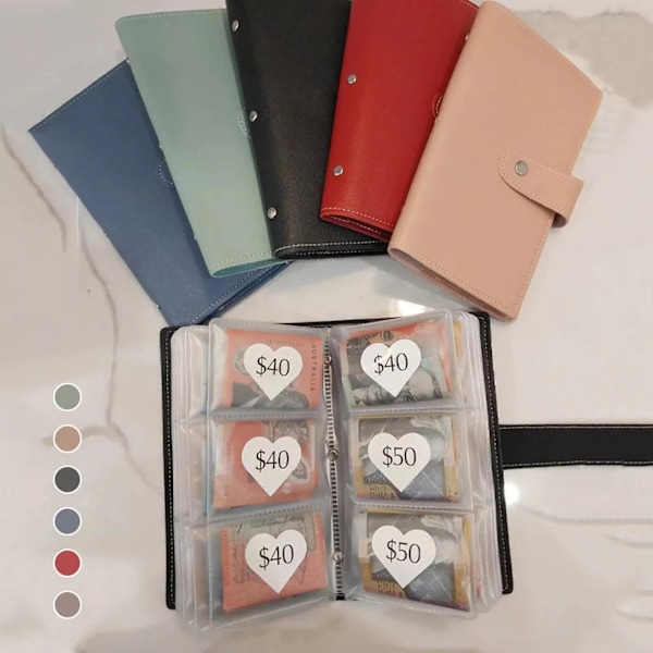 Budgetmapp för pengabesparing med 96 kuvert Sparutmaning Kontantpengar Organizer Grey